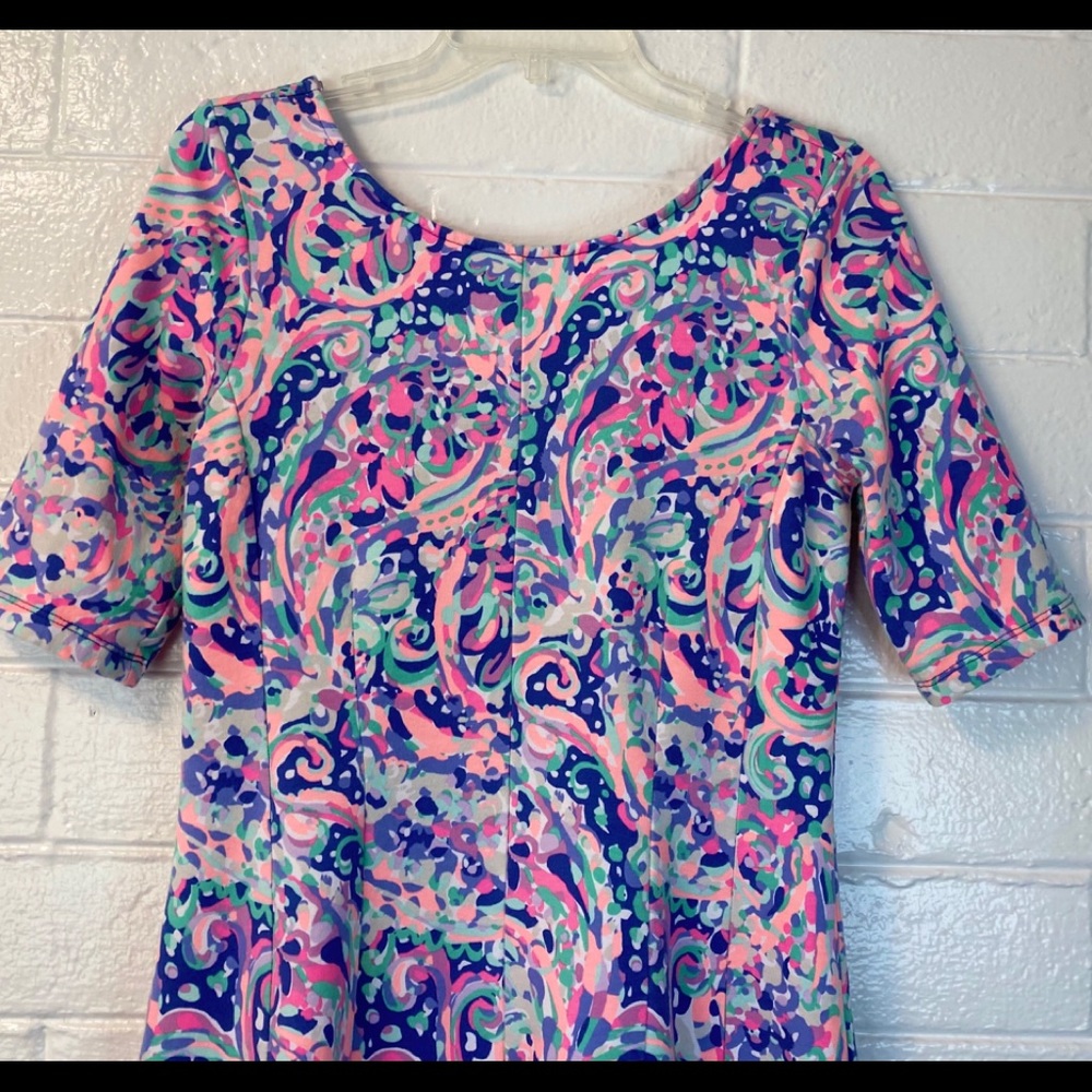 LILLY PULITZER multi-color zip back flattering fit & flare dress, M, EUC - Picture 3 of 10